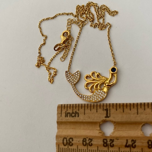 🧜‍♀️Mermaid 925 silver cz necklace 18K yellow gold plated - Picture 5 of 8